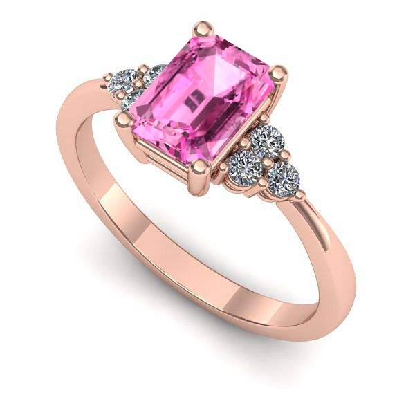 Inel logodna din aur roz cu safir roz