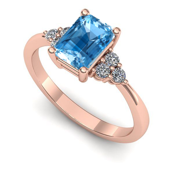 Inel de logodna din aur roz cu topaz blue