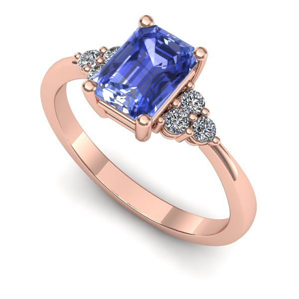 Inel logodna din aur roz cu tanzanit