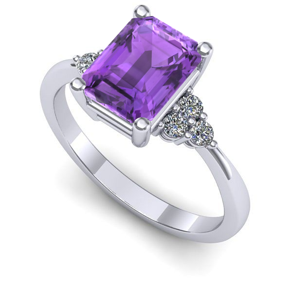 Inel logodna din aur alb cu ametist