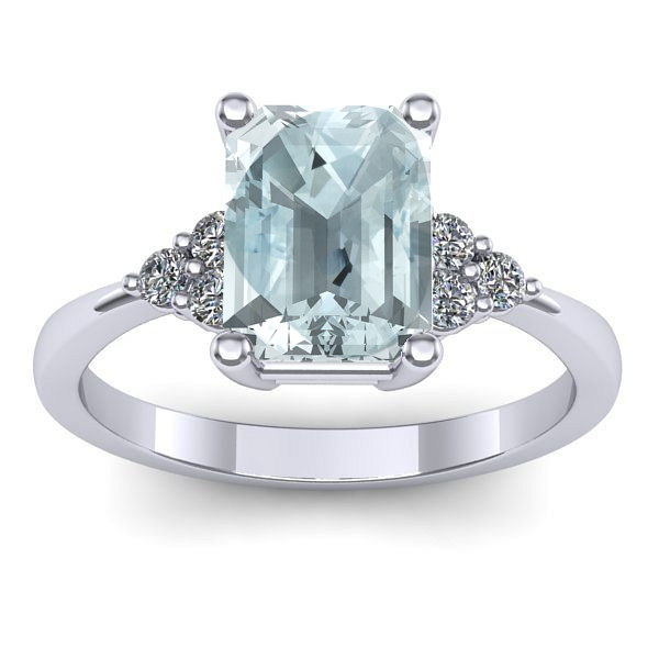 Inel de logodna cu aquamarin dreptunghiular