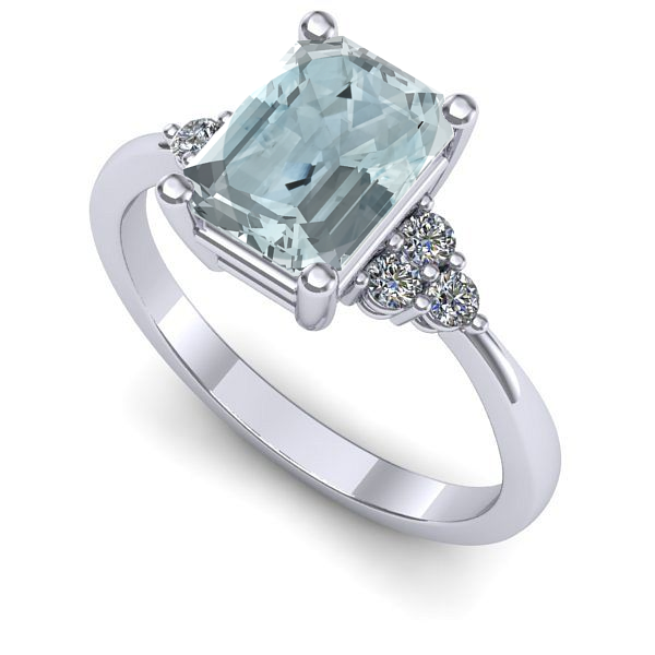 Inel de logodna din aur alb cu aquamarin