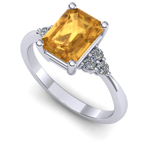 Inel logodna din aur alb cu citrin