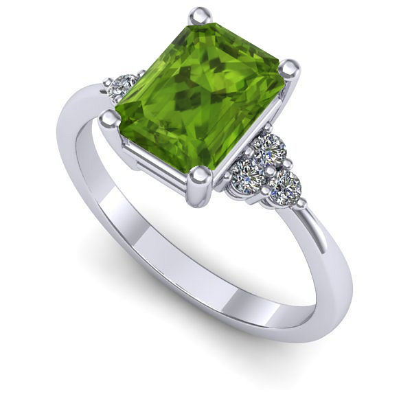 Inel logodna din aur alb cu peridot