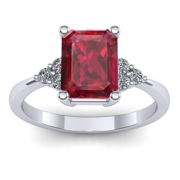 Inel logodna cu rubin dreptunghiular