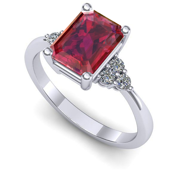 Inel logodna din aur alb cu rubin