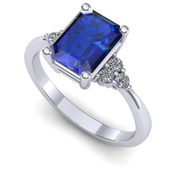 Inel logodna din aur alb cu safir