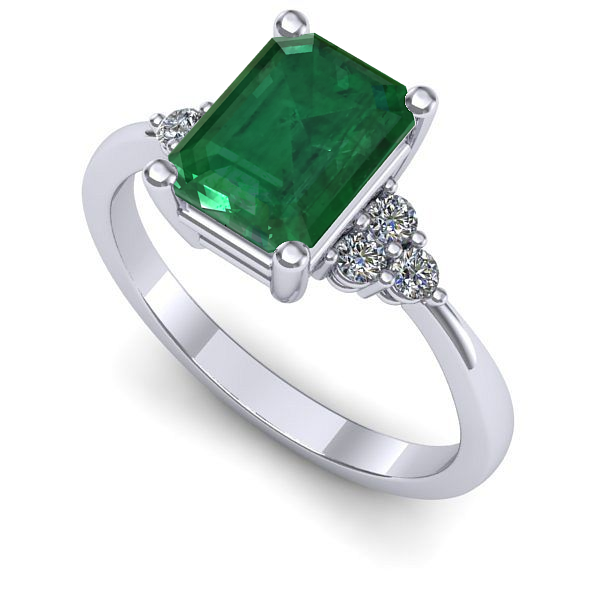 Inel de logodna din aur alb cu smarald