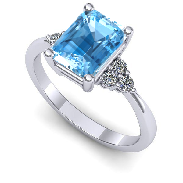 Inel din aur alb cu topaz blue