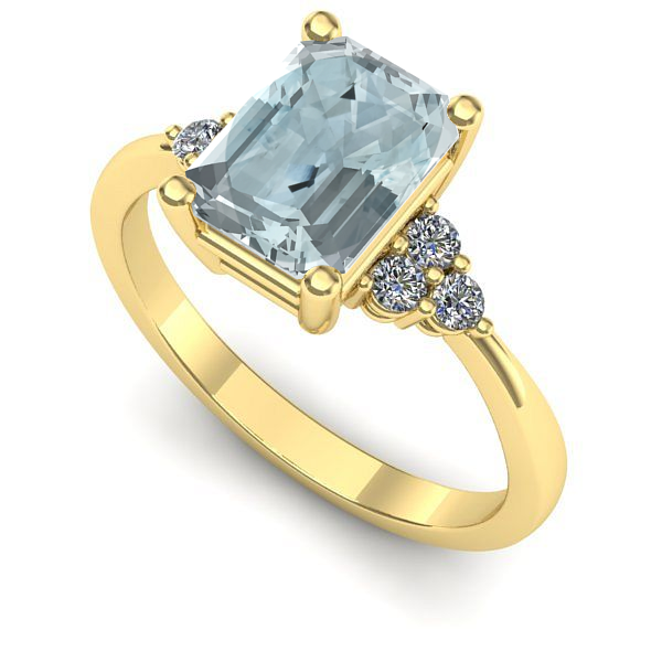 Inel de logodna din aur galben cu aquamarin