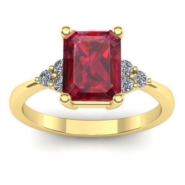 Inel logodna cu rubin dreptunghiular