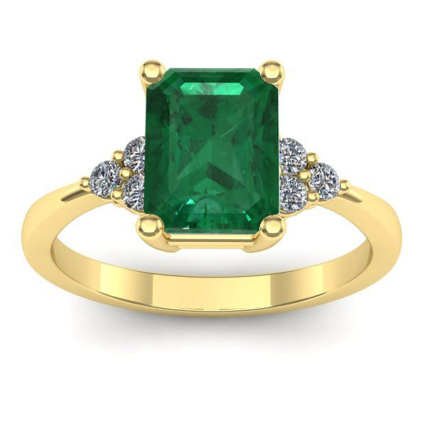 Inel de logodna cu smarald dreptunghiular