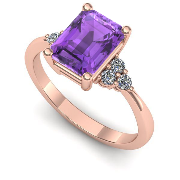 Inel din aur roz cu ametist