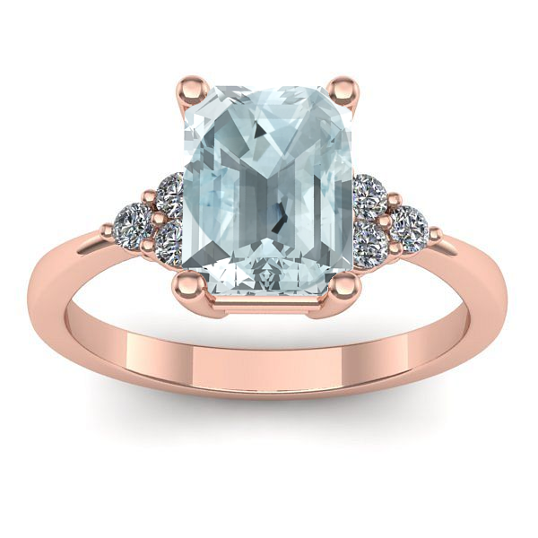 Inel logodna cu aquamarin dreptunghiular