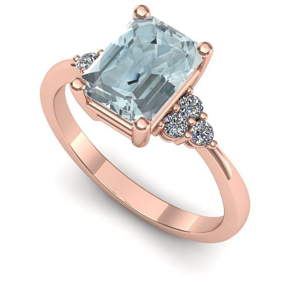 Inel logodna din aur roz cu aquamarin