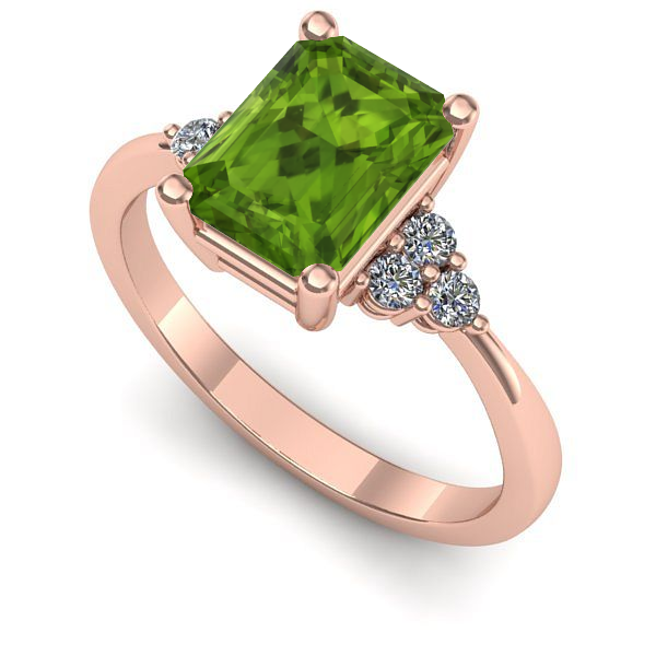 Inel logodna din aur roz cu peridot