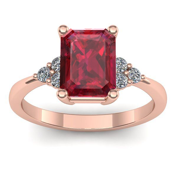 Inel logodna cu rubin dreptunghiular