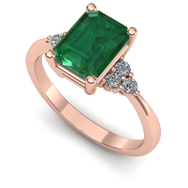 Inel de logodna din aur roz cu smarald