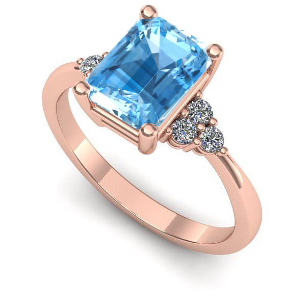 Inel din aur roz cu topaz blue