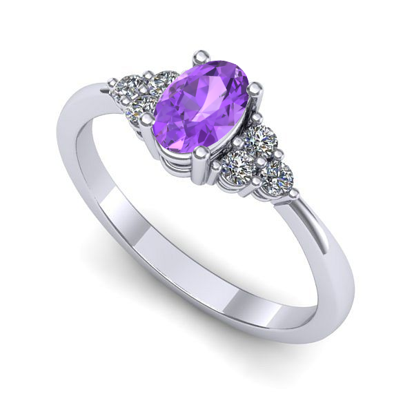 Inel din aur alb cu ametist