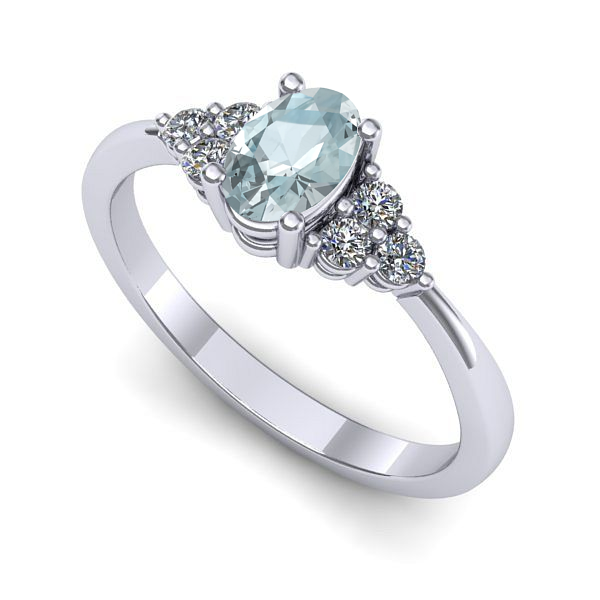 Inel de logodna din aur alb cu aquamarin