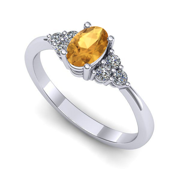 Inel din aur alb cu citrin