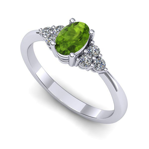 Inel din aur alb cu peridot