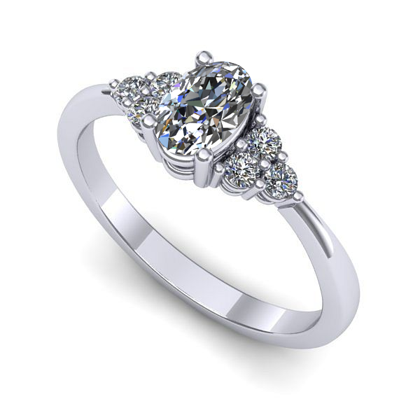 Inel de logodna din aur alb cu safir alb