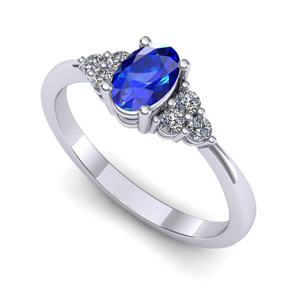 Inel din aur alb cu safir