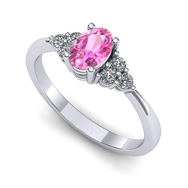 Inel din aur alb cu safir roz