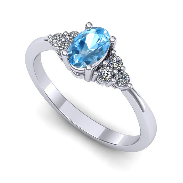 Inel logodna din aur alb cu topaz blue