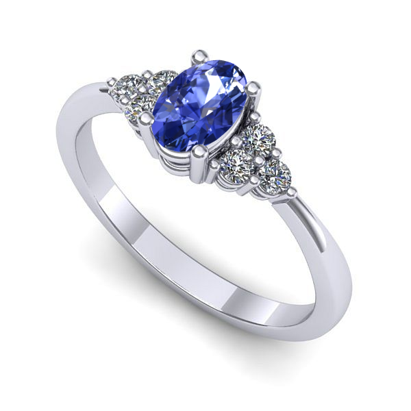 Inel de logodna din aur alb cu tanzanit