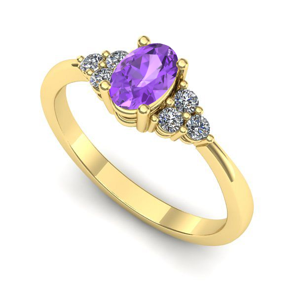 Inel de logodna din aur galben cu ametist