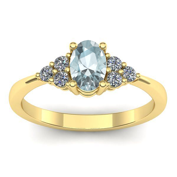 Inel de logodna cu aquamarin oval