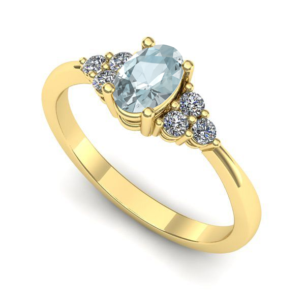 Inel din aur galben cu aquamarin