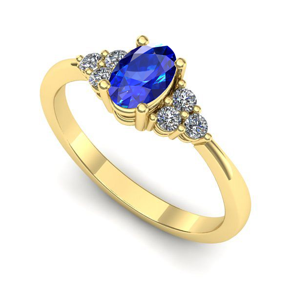 Inel logodna din aur galben cu safir