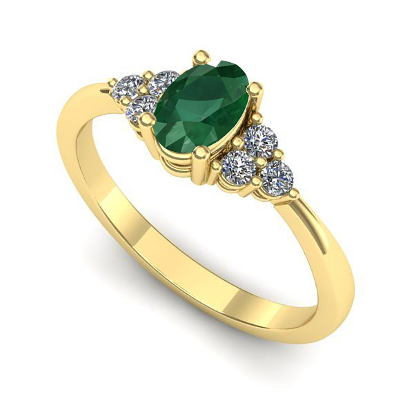 Inel logodna din aur galben cu smarald