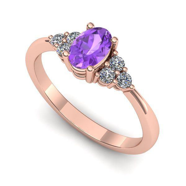 Inel de logodna din aur roz cu ametist