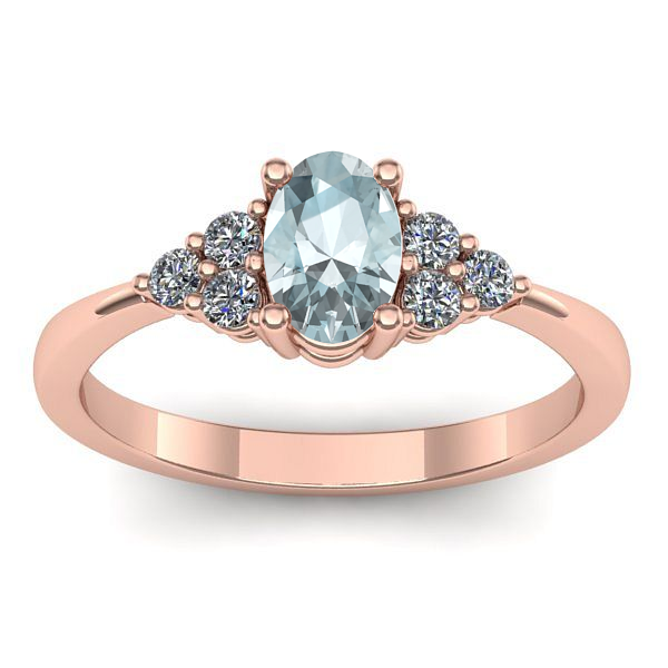 Inel logodna cu aquamarin oval