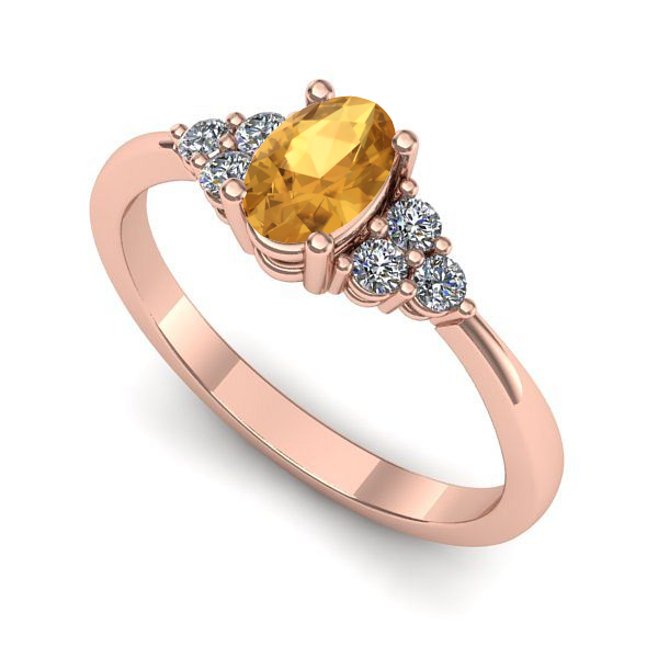 Inel logodna din aur roz cu citrin