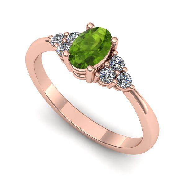 Inel logodna din aur roz cu peridot