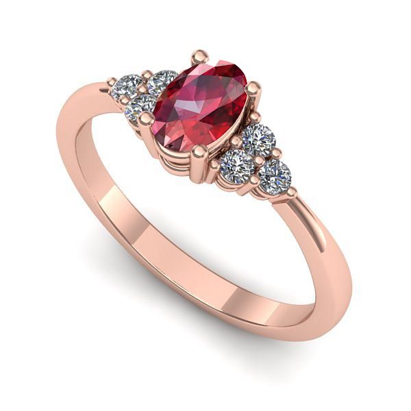Inel de logodna din aur roz cu rubin