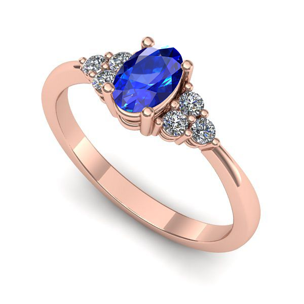 Inel logodna din aur roz cu safir