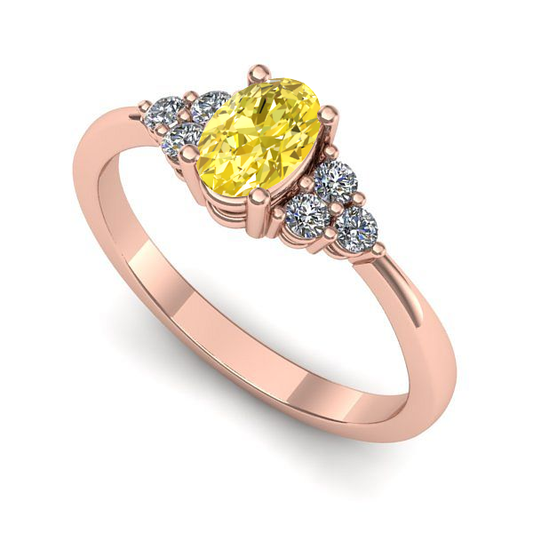 Inel din aur roz cu safir galben