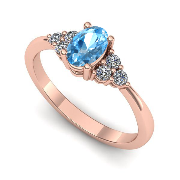 Inel de logodna din aur roz cu topaz blue