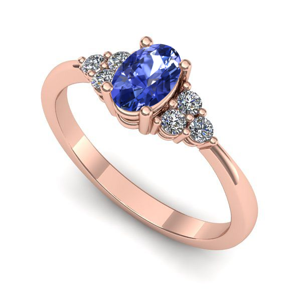 Inel din aur roz cu tanzanit