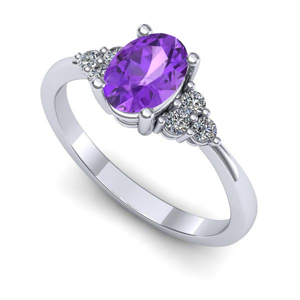 Inel de logodna din aur alb cu ametist