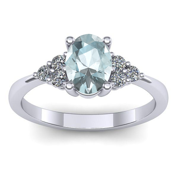 Inel cu aquamarin oval
