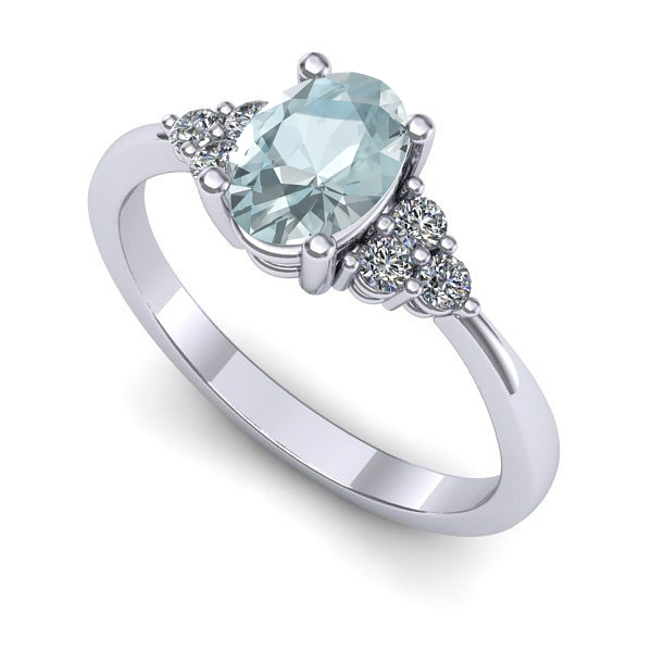 Inel logodna din aur alb cu aquamarin