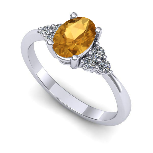 Inel din aur alb cu citrin